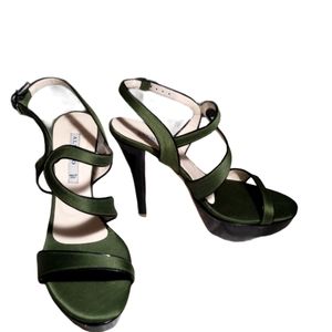 Albano Green Satin Heels